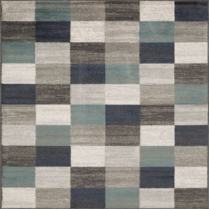 Homeroots 5' X 8' Teal And Gray Geometric Power Loom Stain Resistant Area Rug  Polypropylene 487031