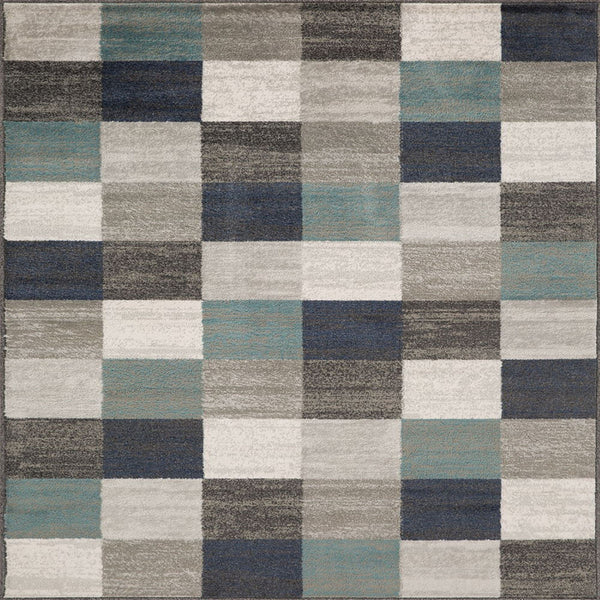Homeroots 5' X 8' Teal And Gray Geometric Power Loom Stain Resistant Area Rug  Polypropylene 487031