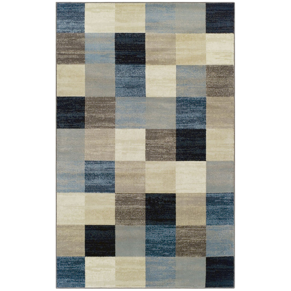 Homeroots 9' X 12' Majolica Blue Geometric Power Loom Stain Resistant Area Rug  Polypropylene 487036