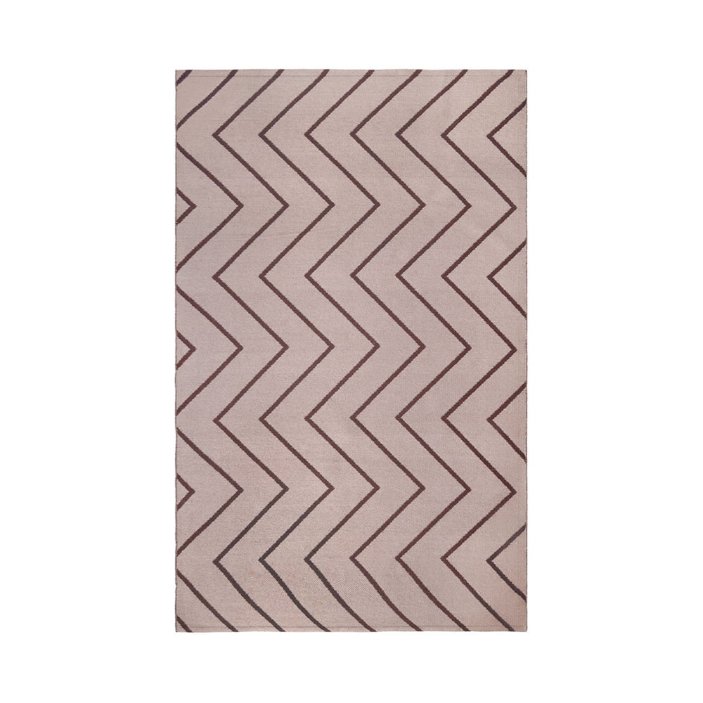 Homeroots 3' X 5' Beige Waves Stain Resistant Indoor Outdoor Area Rug  Polyester 487037