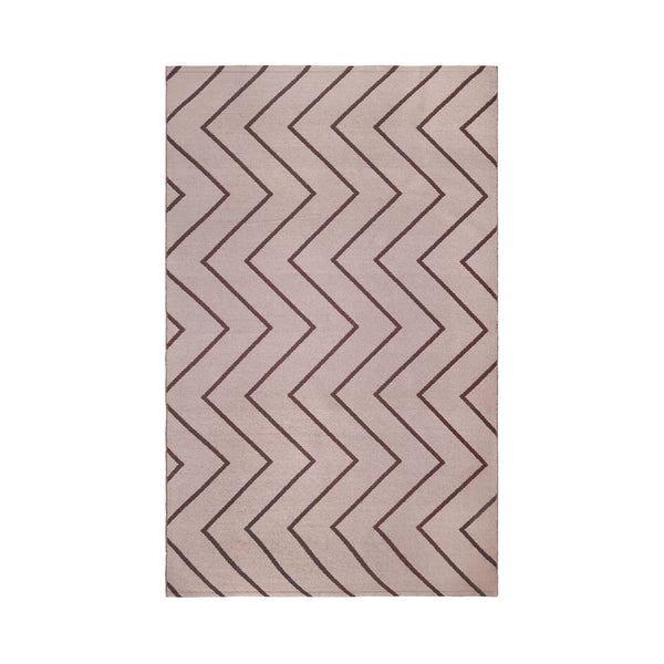 Homeroots 3' X 5' Beige Waves Stain Resistant Indoor Outdoor Area Rug  Polyester 487037