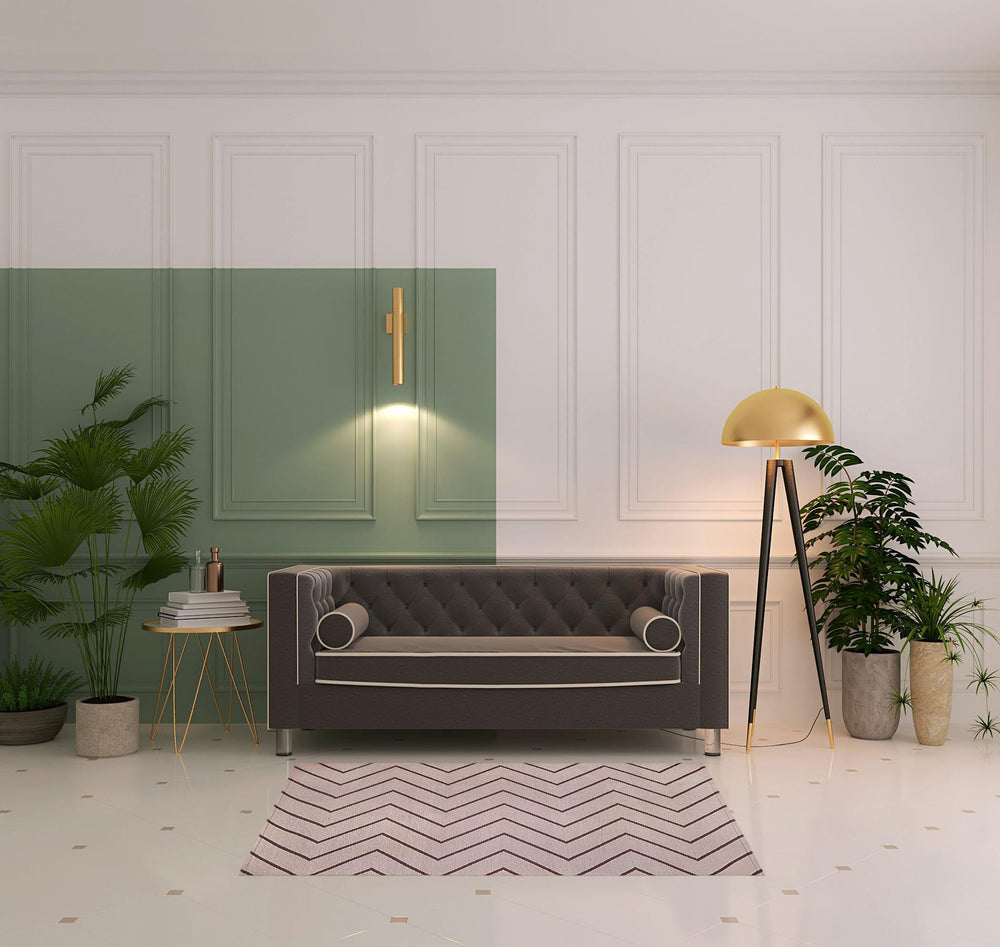 Homeroots 3' X 5' Beige Waves Stain Resistant Indoor Outdoor Area Rug  Polyester 487037