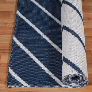 Homeroots 3' X 5' Navy Blue Waves Stain Resistant Indoor Outdoor Area Rug  Polyester 487040