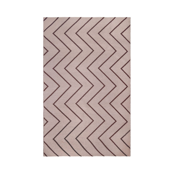 Homeroots 5' X 7' Beige Waves Stain Resistant Indoor Outdoor Area Rug  Polyester 487041