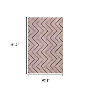 Homeroots 5' X 7' Beige Waves Stain Resistant Indoor Outdoor Area Rug  Polyester 487041