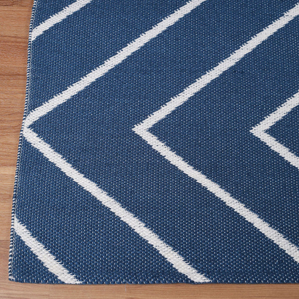 Homeroots 5' X 7' Navy Blue Waves Stain Resistant Indoor Outdoor Area Rug  Polyester 487044