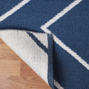 Homeroots 6' X 9' Navy Blue Waves Stain Resistant Indoor Outdoor Area Rug  Polyester 487048