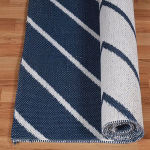 Homeroots 6' X 9' Navy Blue Waves Stain Resistant Indoor Outdoor Area Rug  Polyester 487048