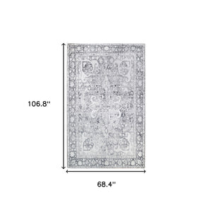 Homeroots 6' X 9' Charcoal Medallion Power Loom Stain Resistant Area Rug  Polyester 487051