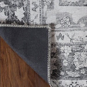 Homeroots 5' X 8' Charcoal Medallion Power Loom Stain Resistant Area Rug  Polyester 487052