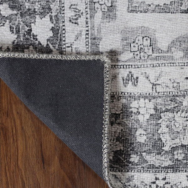 Homeroots 5' X 8' Charcoal Medallion Power Loom Stain Resistant Area Rug  Polyester 487052