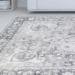 Homeroots 5' X 8' Charcoal Medallion Power Loom Stain Resistant Area Rug  Polyester 487052