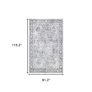 Homeroots 8' X 10' Charcoal Medallion Power Loom Stain Resistant Area Rug  Polyester 487053