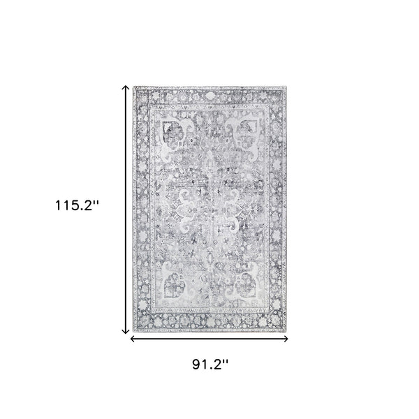 Homeroots 8' X 10' Charcoal Medallion Power Loom Stain Resistant Area Rug  Polyester 487053
