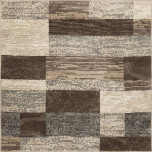 Homeroots 5' Square Slate Square Patchwork Power Loom Stain Resistant Area Rug  Polypropylene 487089
