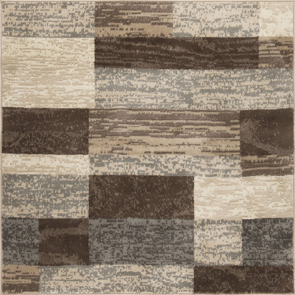 Homeroots 5' Square Slate Square Patchwork Power Loom Stain Resistant Area Rug  Polypropylene 487089