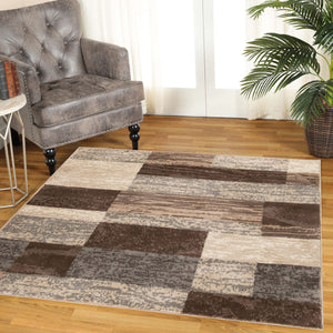 Homeroots 5' Square Slate Square Patchwork Power Loom Stain Resistant Area Rug  Polypropylene 487089