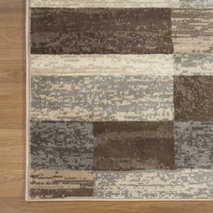 Homeroots 5' Square Slate Square Patchwork Power Loom Stain Resistant Area Rug  Polypropylene 487089