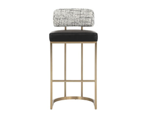 Sunpan LARISSA Barstool - Stylish Bravo Black & Halton Birch Design with Durable Antique Brass Frame 112425