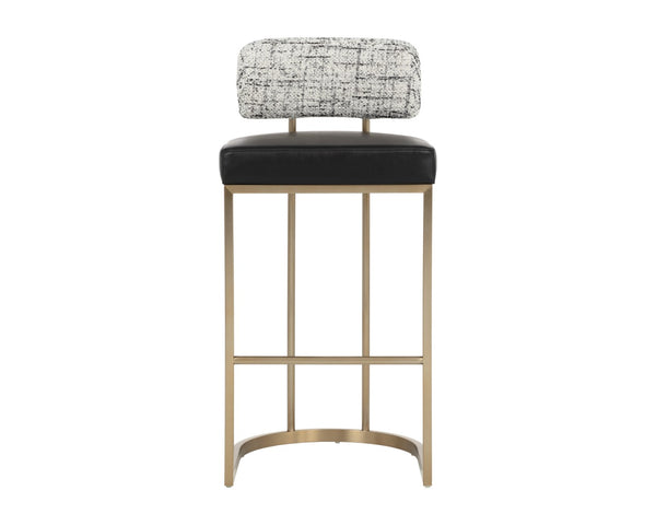 Sunpan LARISSA Barstool - Stylish Bravo Black & Halton Birch Design with Durable Antique Brass Frame 112425