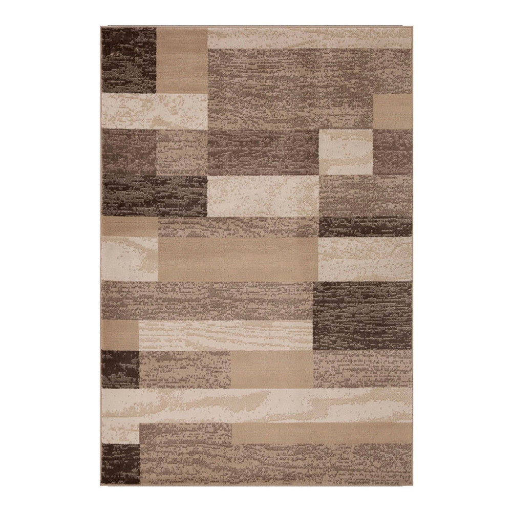 Homeroots 5' X 8' Beige Patchwork Power Loom Stain Resistant Area Rug  Polypropylene 487090