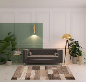 Homeroots 5' X 8' Beige Patchwork Power Loom Stain Resistant Area Rug  Polypropylene 487090