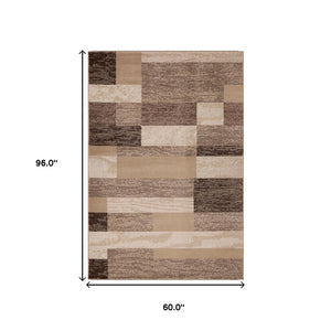 Homeroots 5' X 8' Beige Patchwork Power Loom Stain Resistant Area Rug  Polypropylene 487090