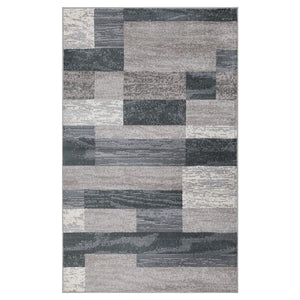 Homeroots 5' X 8' Blue And Taupe Patchwork Power Loom Stain Resistant Area Rug  Polypropylene 487091