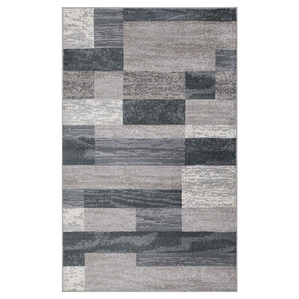 Homeroots 5' X 8' Blue And Taupe Patchwork Power Loom Stain Resistant Area Rug  Polypropylene 487091