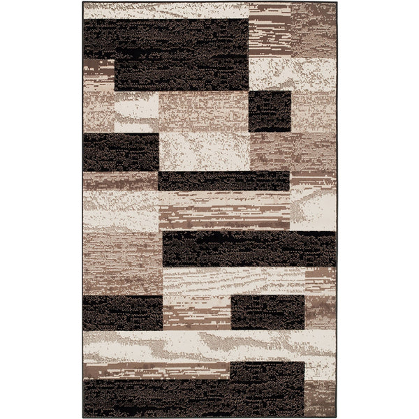 Homeroots 5' X 8' Chocolate Patchwork Power Loom Stain Resistant Area Rug  Polypropylene 487092