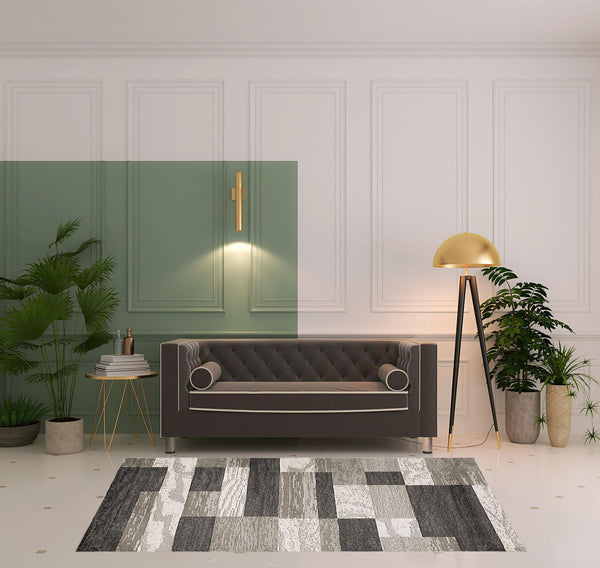 Homeroots 5' X 8' Charcoal Patchwork Power Loom Stain Resistant Area Rug  Polypropylene 487093