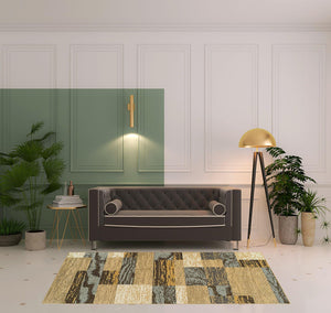 Homeroots 5' X 8' Light Blue And Beige Patchwork Power Loom Stain Resistant Area Rug  Polypropylene 487094