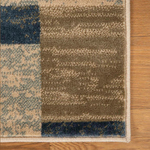 Homeroots 5' X 8' Midnight Navy Patchwork Power Loom Stain Resistant Area Rug  Polypropylene 487096