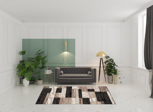 Homeroots 6' X 9' Chocolate Patchwork Power Loom Stain Resistant Area Rug  Polypropylene 487098