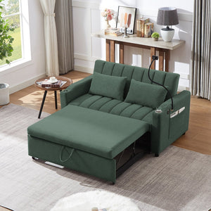 English Elm 55.9" Convertible Sleeper Loveseat with Usb Ports Cup Holders and Swivel Phone Mount N719P400685F