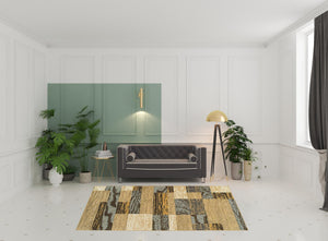 Homeroots 7' X 9' Light Blue And Beige Patchwork Power Loom Stain Resistant Area Rug  Polypropylene 487102