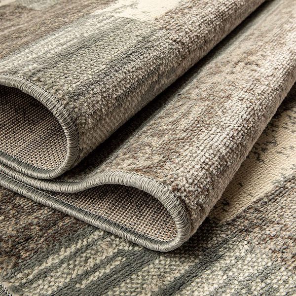 Homeroots 7' X 9' Light Blue And Ivory Patchwork Power Loom Stain Resistant Area Rug  Polypropylene 487103