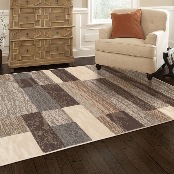 Homeroots 7' X 9' Slate Patchwork Power Loom Stain Resistant Area Rug  Polypropylene 487105