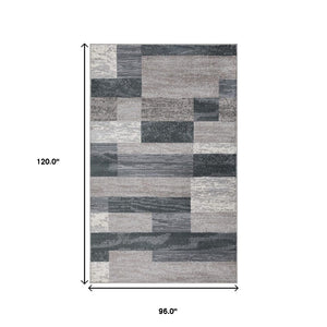 HomeRoots 8' Blue and Gray Patchwork Area Rug – Durable, Stain-Resistant, Perfect for Living Spaces and Family Life 8' X 10' 487109