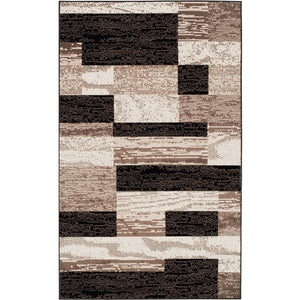Homeroots 8' X 10' Chocolate Patchwork Power Loom Stain Resistant Area Rug  Polypropylene 487110