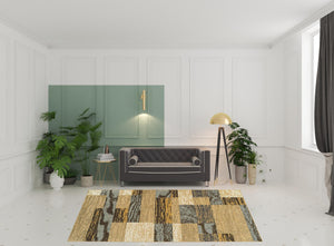 Homeroots 8' X 10' Light Blue And Beige Patchwork Power Loom Stain Resistant Area Rug  Polypropylene 487112