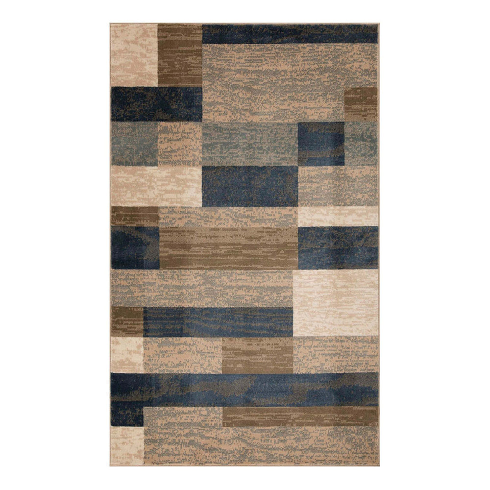 Homeroots 8' X 10' Midnight Navy Patchwork Power Loom Stain Resistant Area Rug  Polypropylene 487114