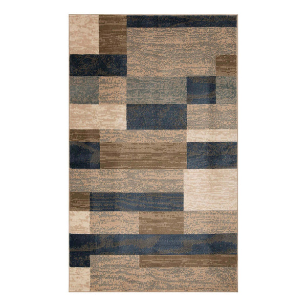 Homeroots 8' X 10' Midnight Navy Patchwork Power Loom Stain Resistant Area Rug  Polypropylene 487114