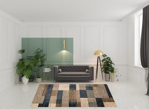 Homeroots 8' X 10' Midnight Navy Patchwork Power Loom Stain Resistant Area Rug  Polypropylene 487114