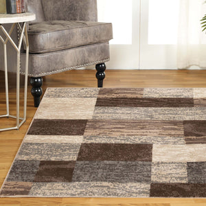 Homeroots 8' Square Slate Square Patchwork Power Loom Stain Resistant Area Rug  Polypropylene 487116