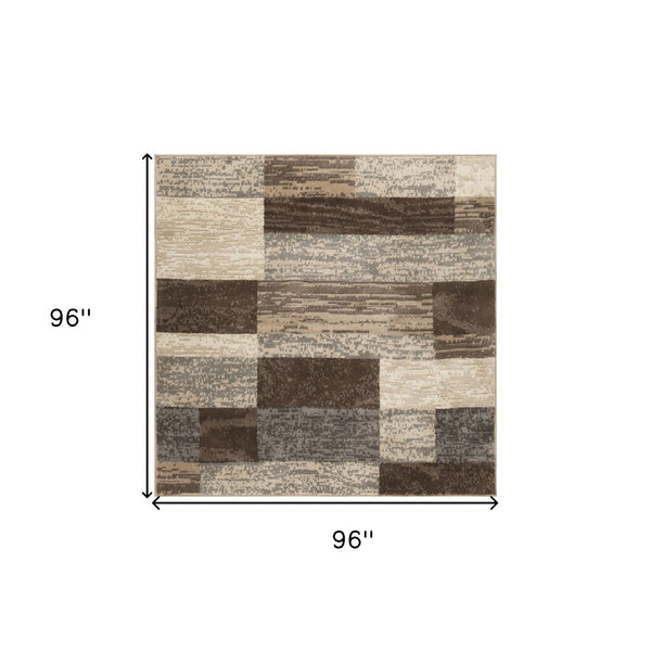Homeroots 8' Square Slate Square Patchwork Power Loom Stain Resistant Area Rug  Polypropylene 487116