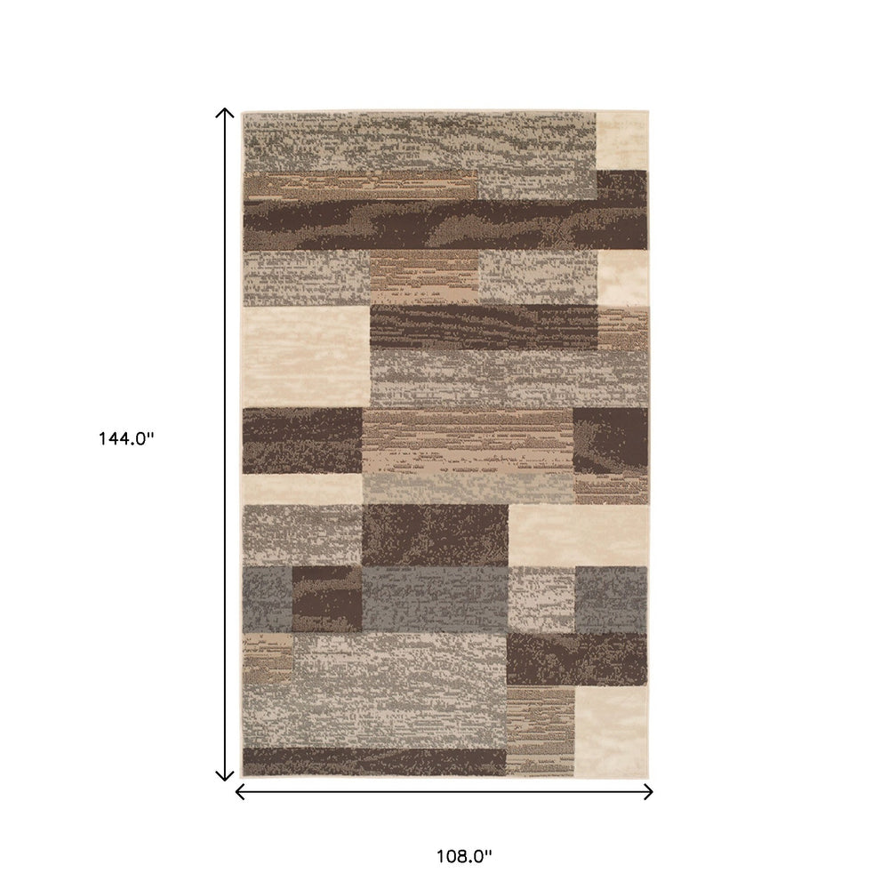 Homeroots 9' X 12' Slate Patchwork Power Loom Stain Resistant Area Rug  Polypropylene 487118