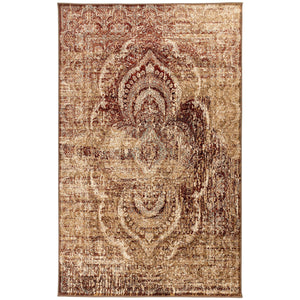 Homeroots 4' X 6' Maroon And Gold Abstract Power Loom Distressed Stain Resistant Area Rug  Polypropylene 487124