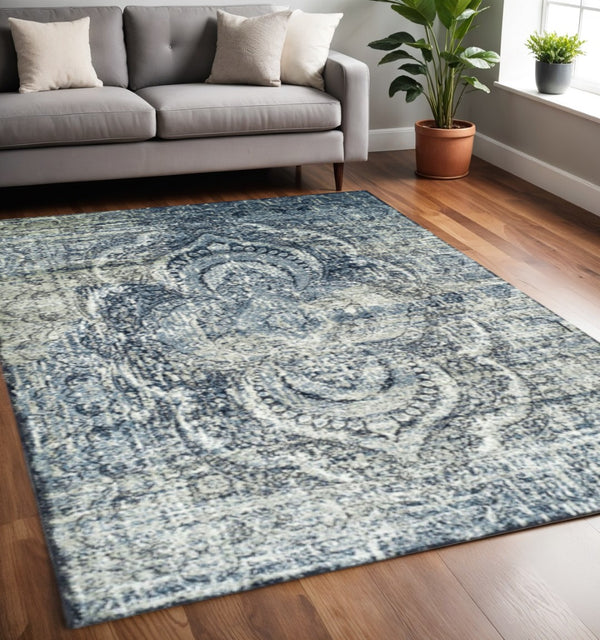 HomeRoots 5' Taupe and Ivory Abstract Distressed Area Rug – Durable, Stain-Resistant Design for Modern Homes 5' X 8' 487125