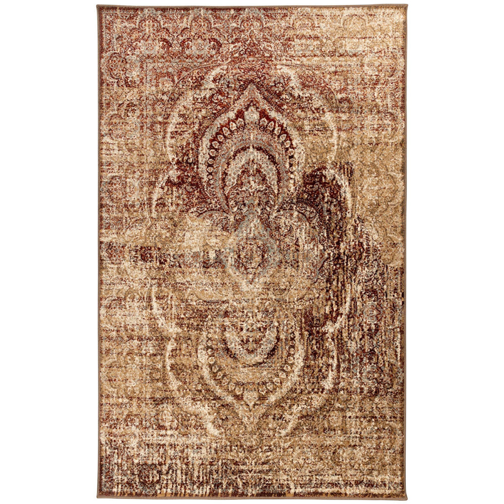 Homeroots 6' X 9' Maroon And Gold Abstract Power Loom Distressed Stain Resistant Area Rug  Polypropylene 487128